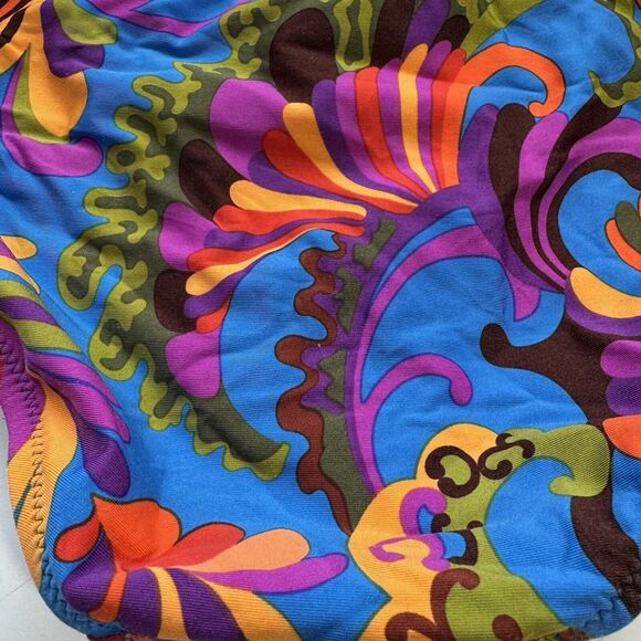 Trina Turk Floral Print Halter Bandeau Med Side Bottom Small Swim Bikini - Picture 5 of 8